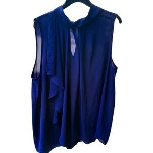 Ann Taylor Factory Royal Blue Sleeveless Chiffon Blouse XXL